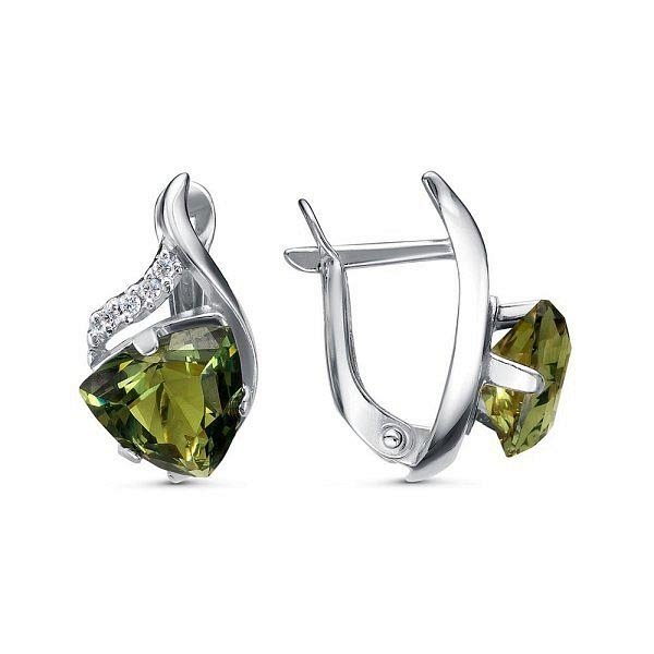 Серьги Красная пресня - Серебро 925, Синтетический ситалл , Фианит (арт. 33714768Д1)