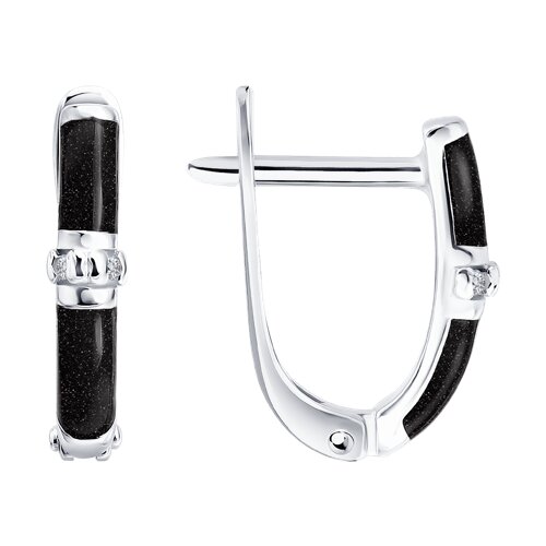 Серьги SOKOLOV - Серебро 925, Эмаль, Бриллиант (арт. 87020123)