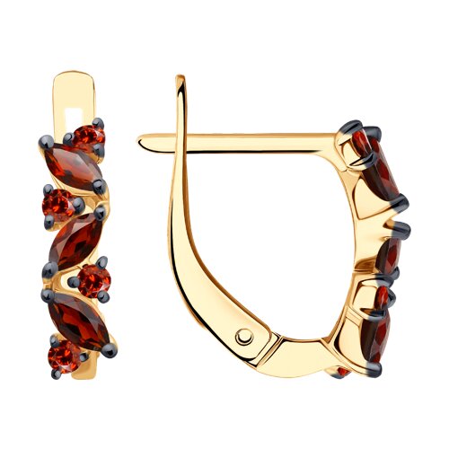 Серьги SOKOLOV - Золото 585, Гранат, Фианит (арт. 727615)