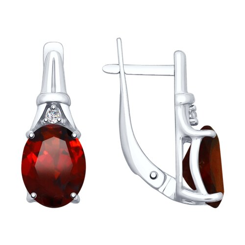 Серьги SOKOLOV - Серебро 925, Гранат, Фианит (арт. 92022025)