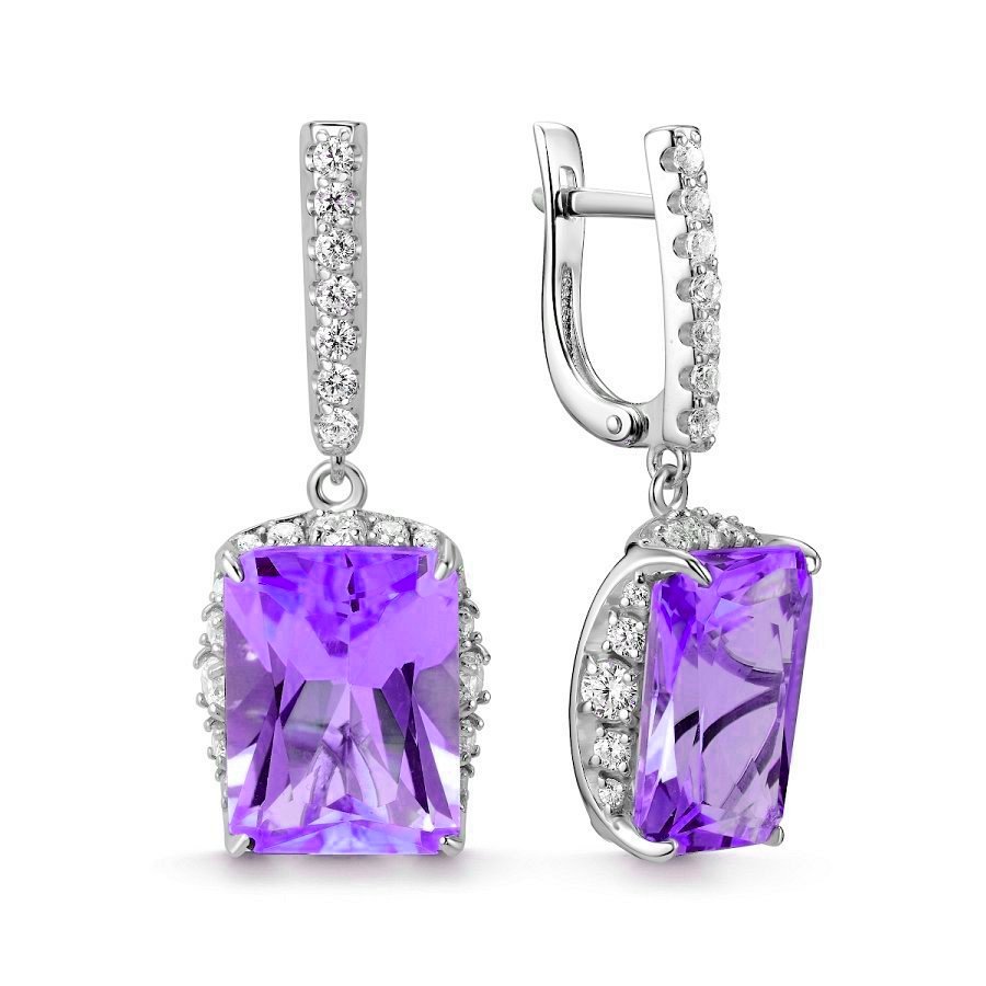 Серьги Дар - Серебро 925, Аметист, Фианит (арт. С-5267рс40100)