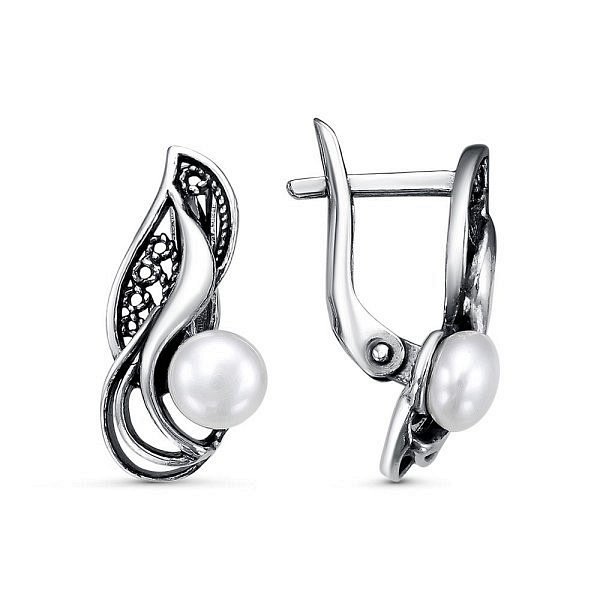 Серьги Красная пресня - Серебро 925, Жемчуг культивированный (арт. 33312864)