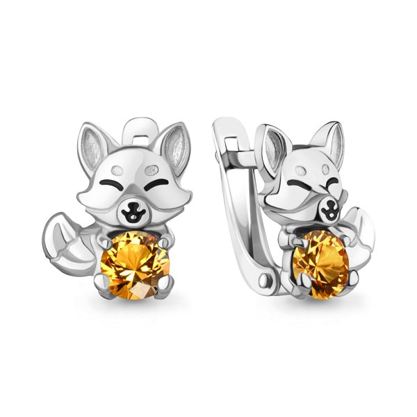 Серьги Аквамарин - Серебро 925, Цитрин, Эмаль (арт. 45027006.5)