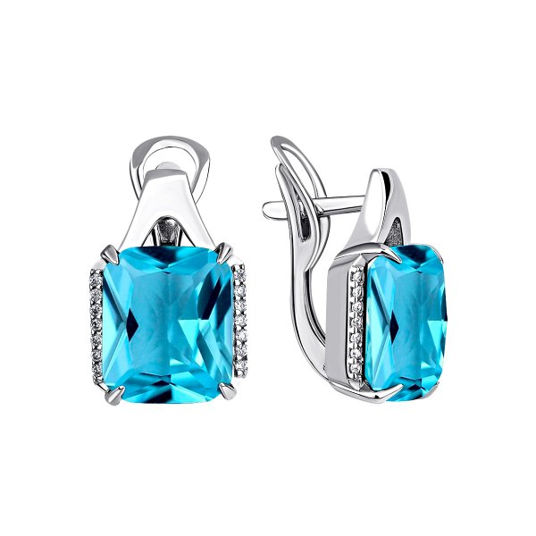 Серьги KRASNOE - Серебро 925, Кварц, Фианит (арт. 2340181543л-70)