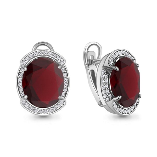 Серьги Аквамарин - Серебро 925, Синтетический гранат, Фианит (арт. 4479685А.5)