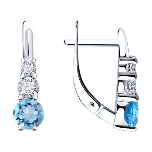 Серьги SOKOLOV - Серебро 925, Топаз, Фианит (арт. 92022820)