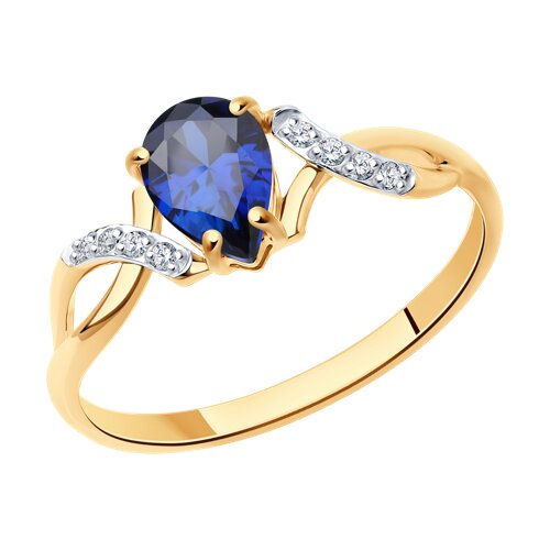 Кольцо SOKOLOV - Золото 585, Синтетический сапфир , Фианит (арт. 716327)