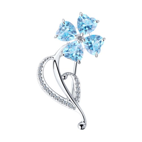 Брошь SOKOLOV - Серебро 925, Топаз, Фианит (арт. 92040082)