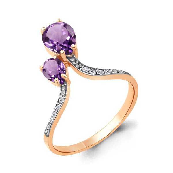 Кольцо Аквамарин - Серебро 925, Аметист, Фианит (арт. 6917504А.6)