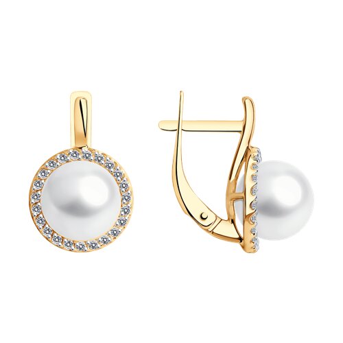 Серьги SOKOLOV - Золото 585, Жемчуг культивированный, Фианит (арт. 792387)