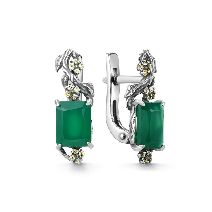 Серьги Дар - Серебро 925, Агат, Фианит (арт. С-5249ос409274)