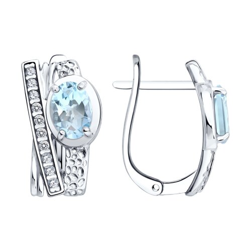Серьги SOKOLOV - Серебро 925, Топаз, Фианит (арт. 92023334)