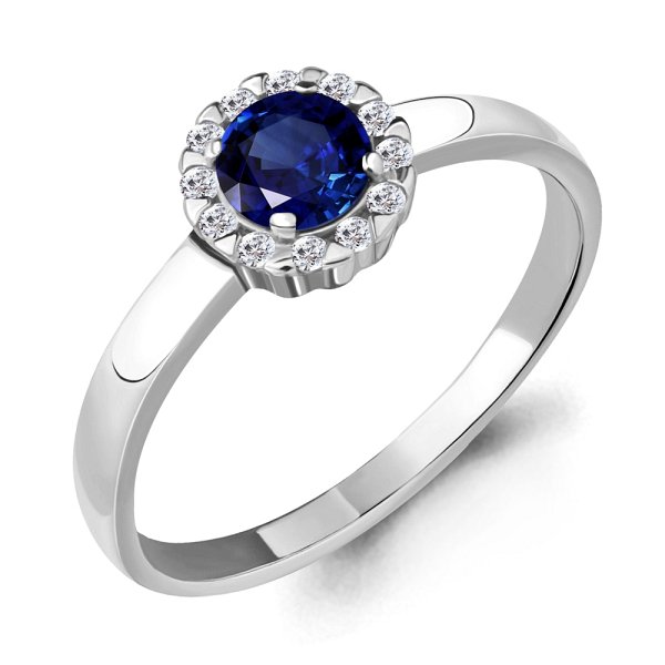 Кольцо Аквамарин - Серебро 925, Синтетический сапфир , Фианит (арт. 68475АБ.5)