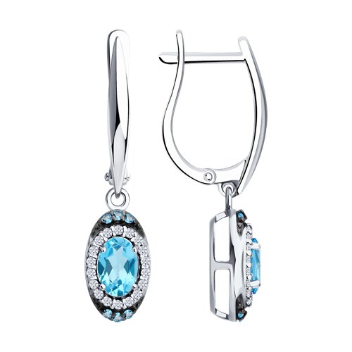 Серьги SOKOLOV - Серебро 925, Топаз, Фианит (арт. 92025344)