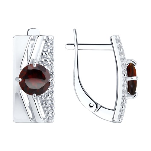 Серьги Diamant - Серебро 925, Гранат, Фианит (арт. 94-320-00788-2)
