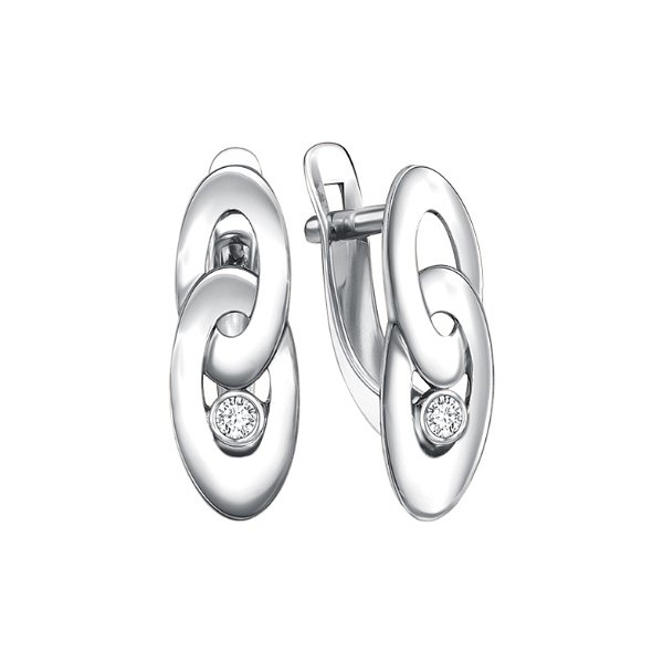 Серьги Золотые узоры - Серебро 925, Фианит (арт. 90-52-0036-5-00)