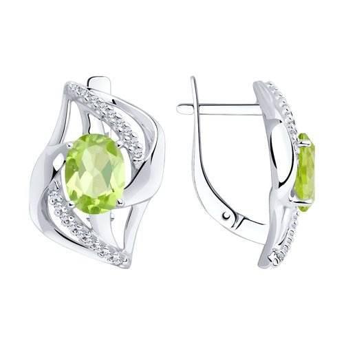 Серьги Diamant - Серебро 925, Фианит, Хризолит (арт. 94-320-00569-1)