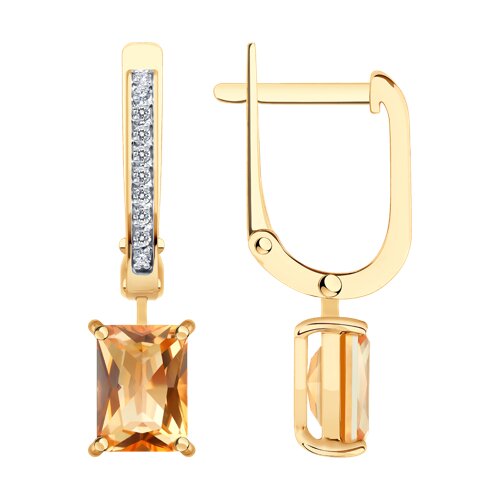 Серьги SOKOLOV - Золото 585, Топаз, Фианит (арт. 729130)