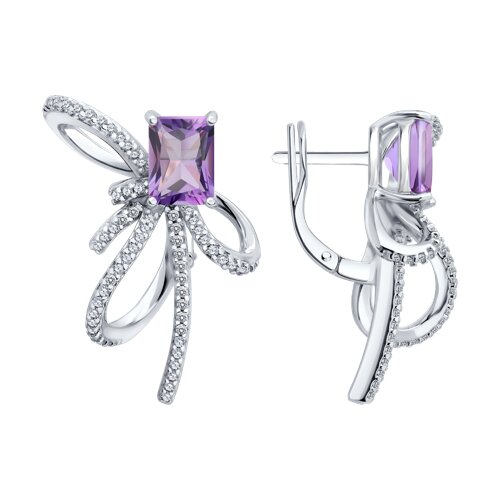 Серьги SOKOLOV - Серебро 925, Аметист, Фианит (арт. 92023301)