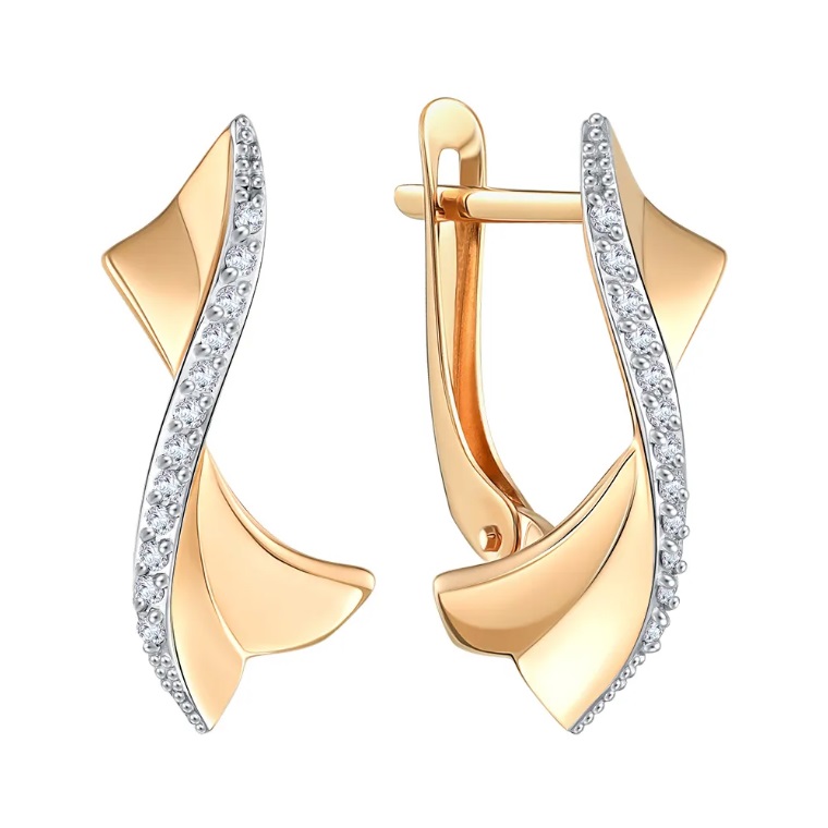 Серьги ЮФ Династия - Золото 375, Фианит (арт. 039162-5102)