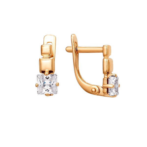 Серьги ЮФ Династия - Золото 585, Фианит (арт. 003692-1100)