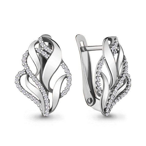 Серьги Аквамарин - Серебро 925, Фианит (арт. 42710А.5)