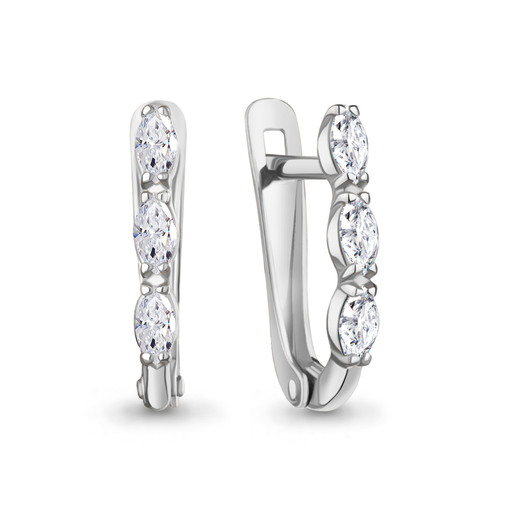 Серьги Аквамарин - Серебро 925, Фианит (арт. 400444.5)