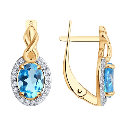 Серьги SOKOLOV - Золото 375, Топаз, Фианит (арт. 37725358)