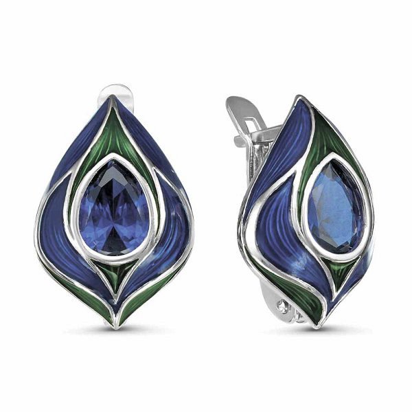 Серьги Красная пресня - Серебро 925, Синтетическая шпинель, Эмаль (арт. 3388998Д3)