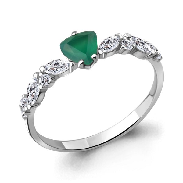 Кольцо Аквамарин - Серебро 925, Агат, Фианит (арт. 6954709А.5)