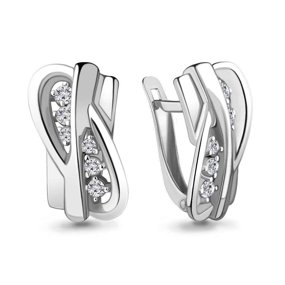 Серьги Аквамарин - Серебро 925, Фианит (арт. 48593А.5)