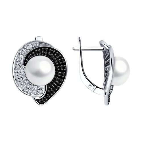 Серьги Diamant - Серебро 925, Жемчуг культивированный, Фианит, Шпинель (арт. 94-320-01965-1)