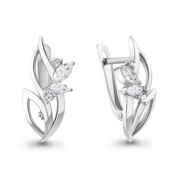 Серьги Аквамарин - Серебро 925, Фианит (арт. 49844А.5)