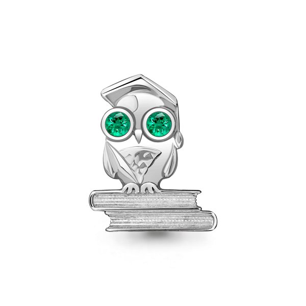 Брошь Аквамарин - Серебро 925, Синтетический изумруд (арт. 77353Г.5)