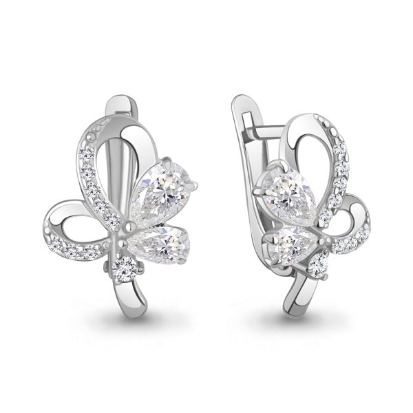 Серьги Аквамарин - Серебро 925, Фианит (арт. 400235А.5)