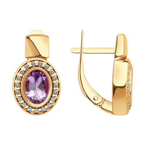 Серьги SOKOLOV - Серебро 925, Аметист, Фианит (арт. 92023093)