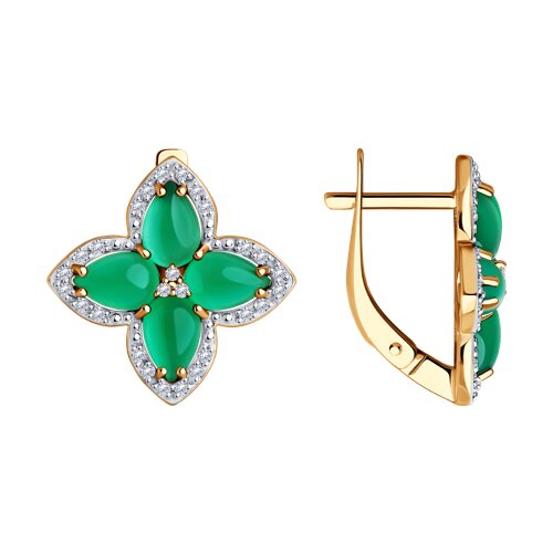 Серьги SOKOLOV - Золото 585, Агат, Фианит (арт. 728798)