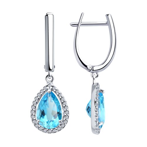 Серьги SOKOLOV - Серебро 925, Топаз, Фианит (арт. 92023119)