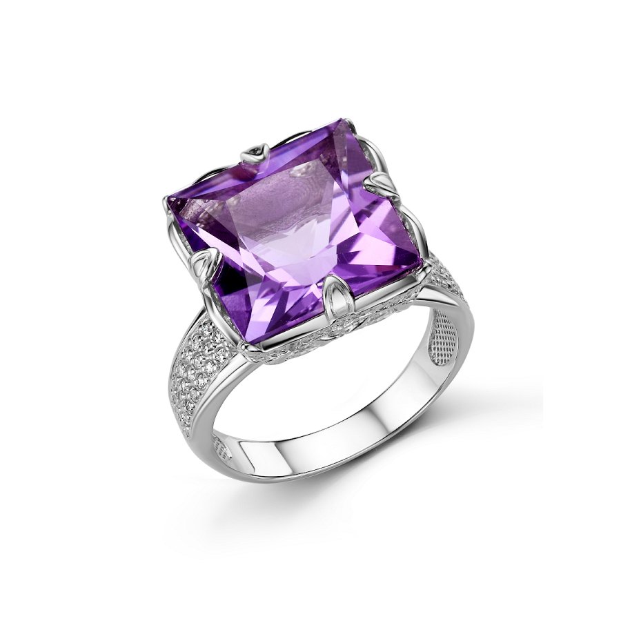 Кольцо Дар - Серебро 925, Аметист, Фианит (арт. К-5256рс40100)