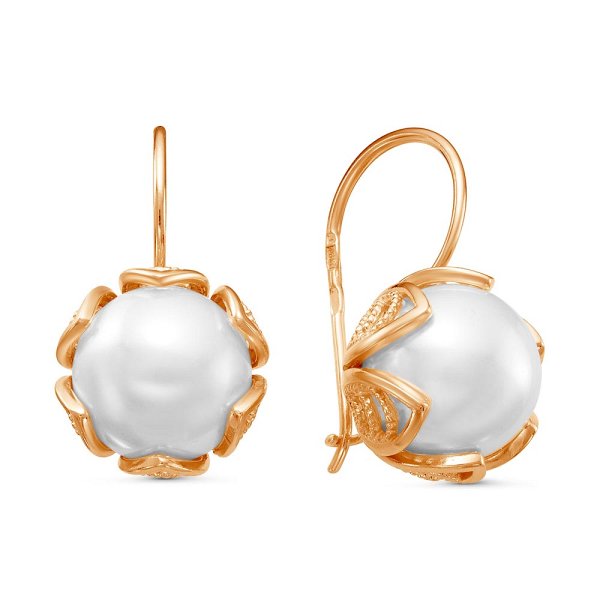 Серьги Красная пресня - Серебро 925, Жемчуг имитация (арт. 33610761)