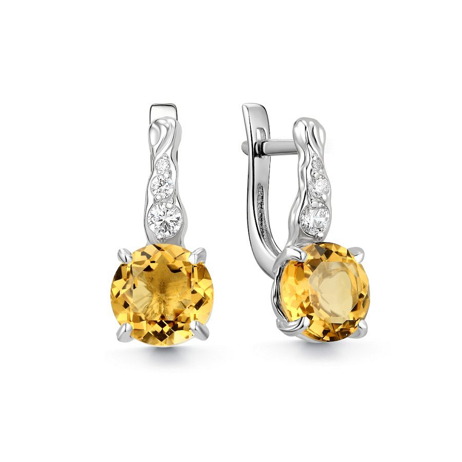 Серьги Дар - Серебро 925, Фианит, Цитрин (арт. С-5241рс40500)