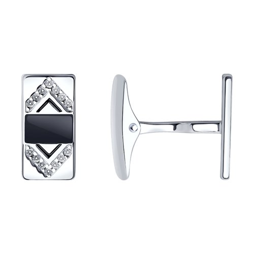 Запонки SOKOLOV - Серебро 925, Фианит, Эмаль (арт. 94160035)
