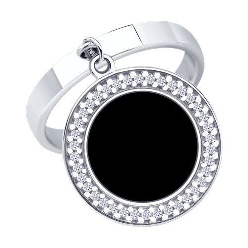 Кольцо SOKOLOV - Серебро 925, Оникс, Перламутр, Фианит (арт. 92014673)