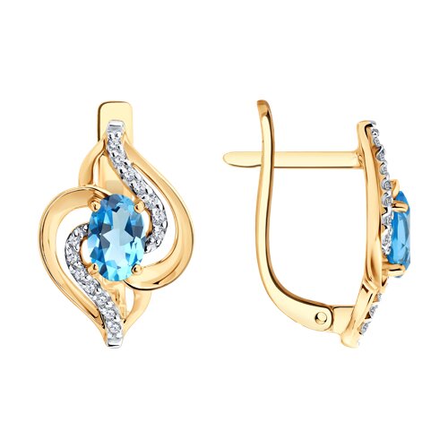 Серьги SOKOLOV - Золото 585, Топаз, Фианит (арт. 729434)