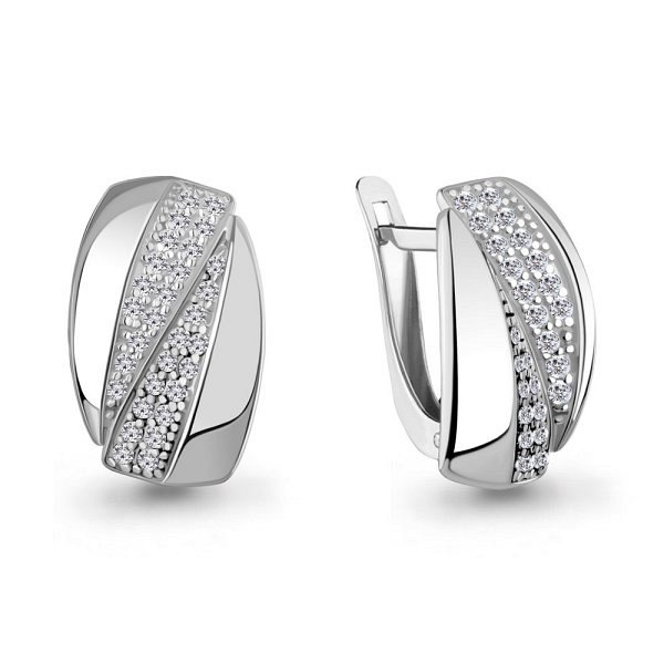 Серьги Аквамарин - Серебро 925, Фианит (арт. 400847А.5)