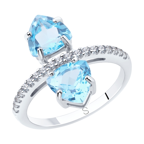 Кольцо SOKOLOV - Серебро 925, Топаз, Фианит (арт. 92011887)