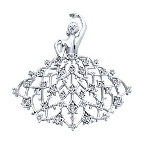 Брошь SOKOLOV - Серебро 925, Фианит (арт. 94040334)