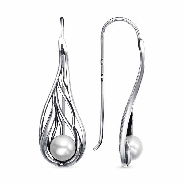 Серьги Красная пресня - Серебро 925, Жемчуг культивированный (арт. 33316392)