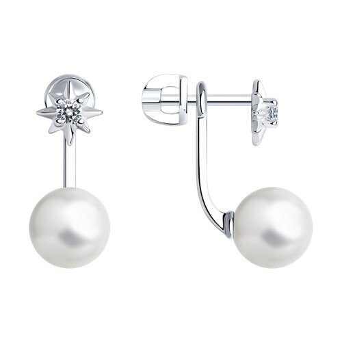 Серьги SOKOLOV - Серебро 925, Жемчуг имитация, Фианит (арт. 94025832)