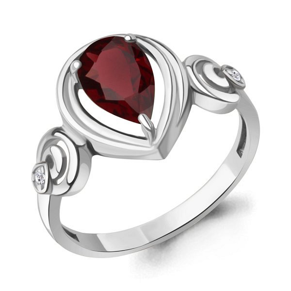 Кольцо Аквамарин - Серебро 925, Гранат, Фианит (арт. 65025003А.5)